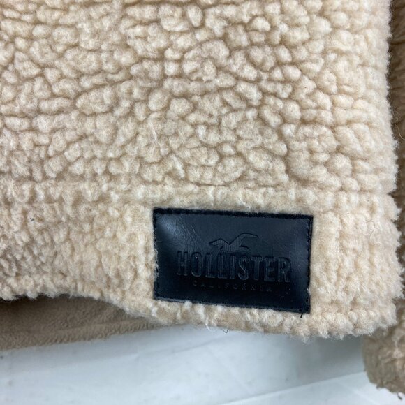Hollister Womens M Sherpa Teddy Trucker Chunky Cozy Button Down Jacket Coat - Picture 8 of 8